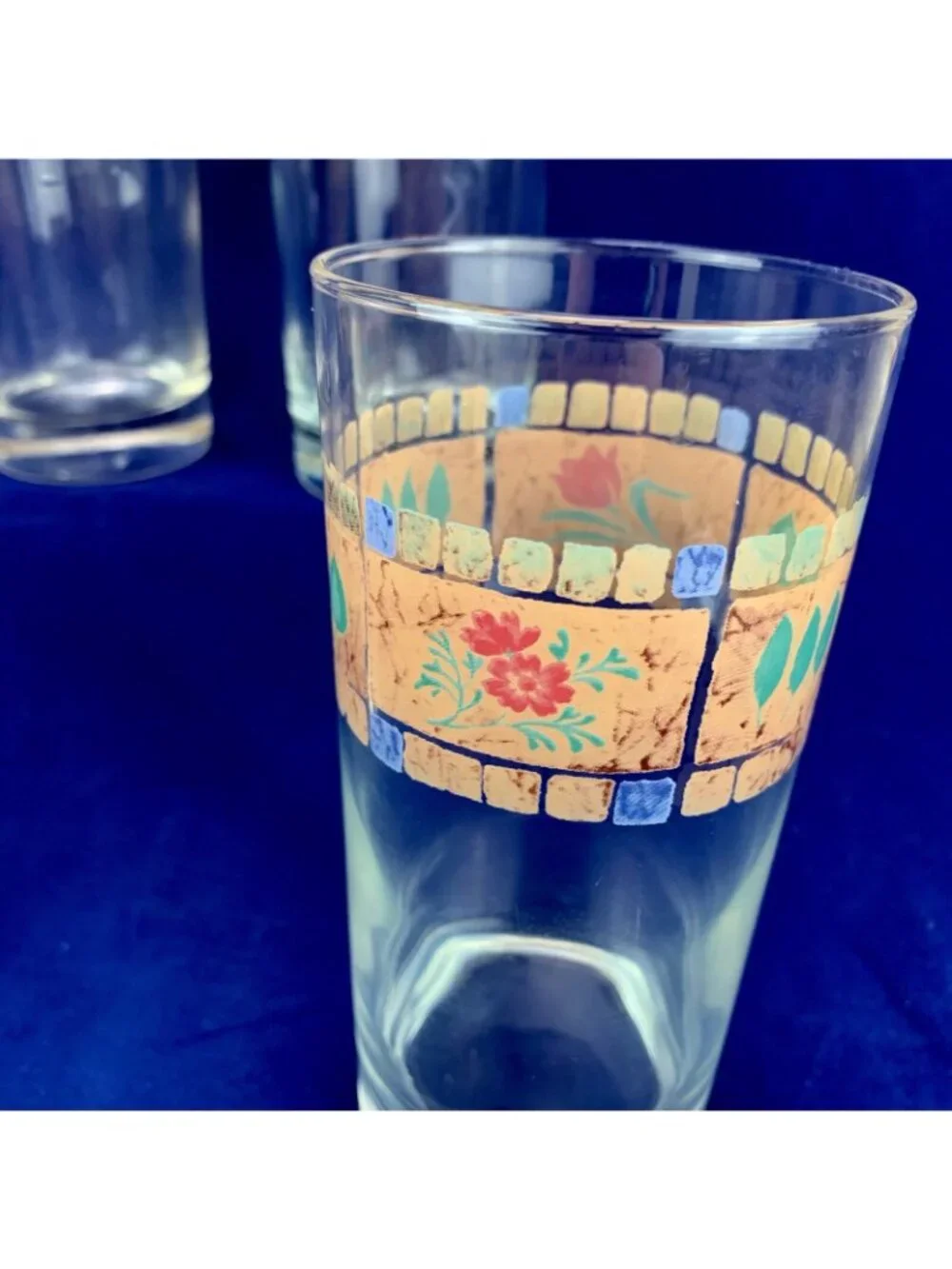 NEW Noritake Epoch WOODSWAY Floral 14 Oz Glass Tumbler Glasses Set Of 4 USA